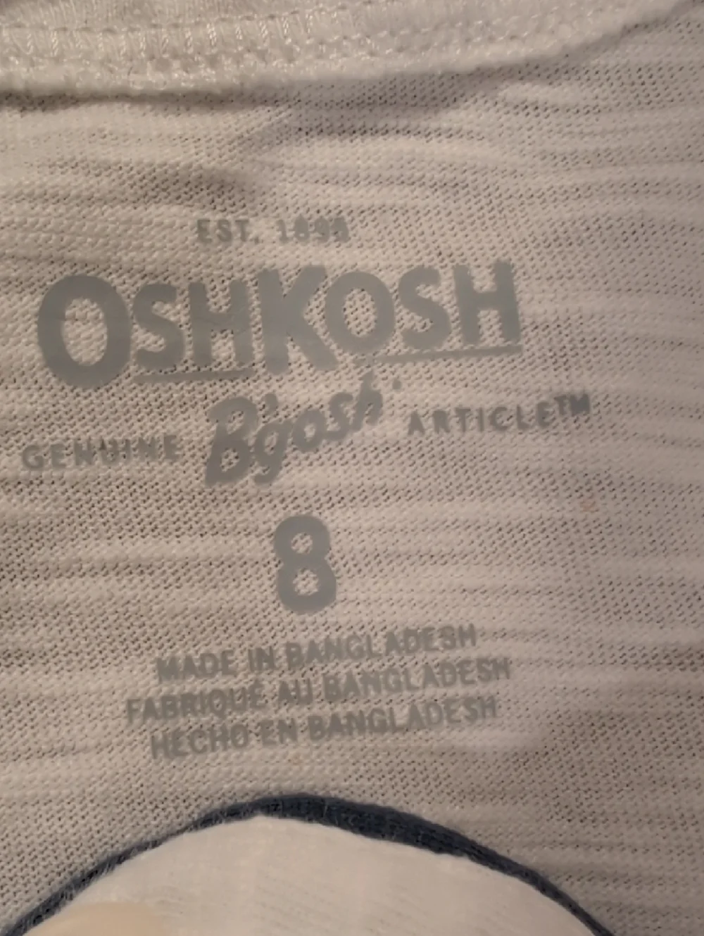 OshKosh B'gosh Boys Cream & Navy Raglan Henley Long Sleeve Shirt 8